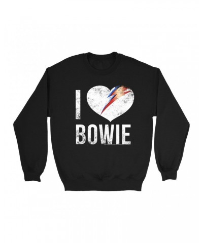 David Bowie Sweatshirt | I Heart Bowie Distressed Sweatshirt $12.23 Sweatshirts