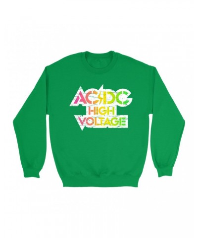 AC/DC Bright Colored Sweatshirt | Neon High Voltage Logo Sweatshirt $12.23 Sweatshirts